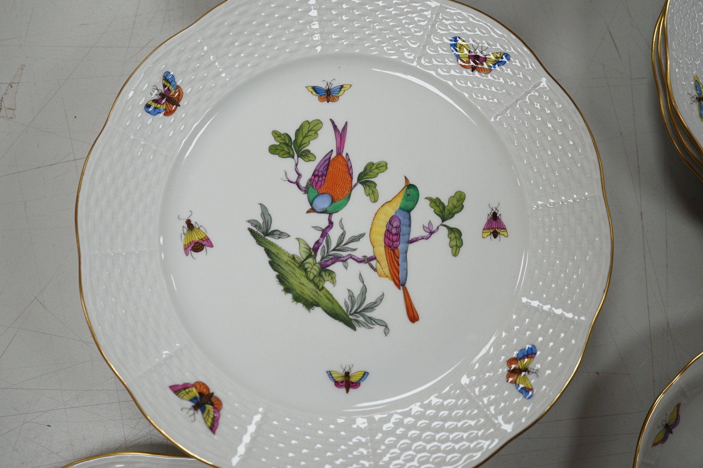 A Herend Rothschild Birds pattern part dinner service